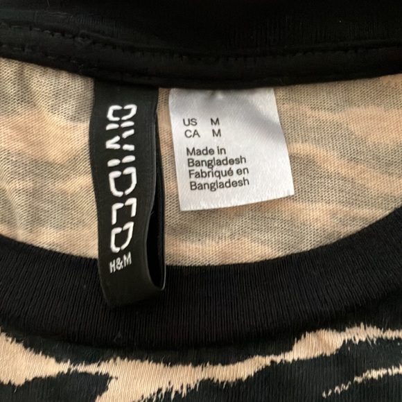 NWOT H&M  100% COTTON WOMEN’S ANIMAL ZEBRA PRINT TOP T-SHIRT SIZE M - Picture 2 of 5